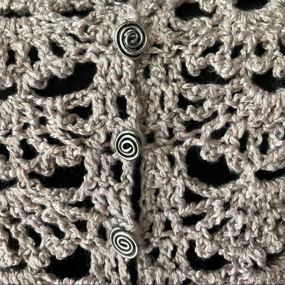 Elegant Crochet Cropped Lace Shrug Topper Cardi Bolero XS - Picture 6 of 8